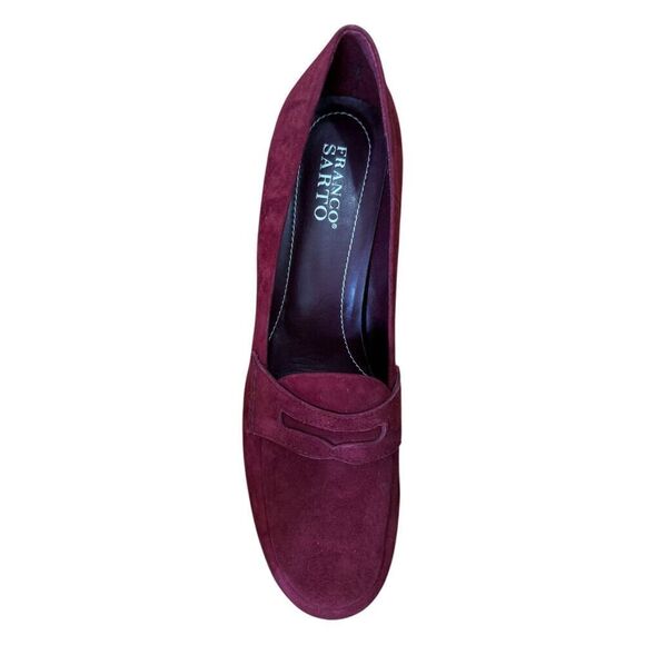Franco Sarto - Burgundy Suede Round Toe Wedge Loafer Women's Size 10M - Picture 4 of 8
